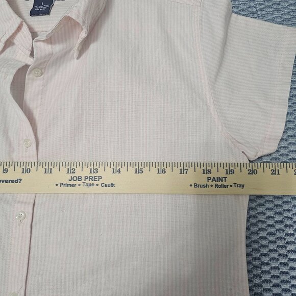 SO Pink and White Seersucker Striped Short Sleeve Button Down Shirt - Size Large - Picture 6 of 9